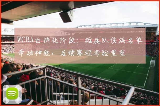 WCBA白热化阶段：雄鹿队伤病名单牵动神经，后续赛程考验重重